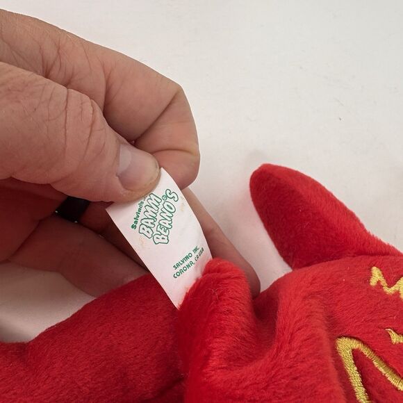 Mark McGwire 1998 Salvino's Bamm Beano's #25 Red Plush Beanie Bear 8in Vintage - Picture 7 of 8